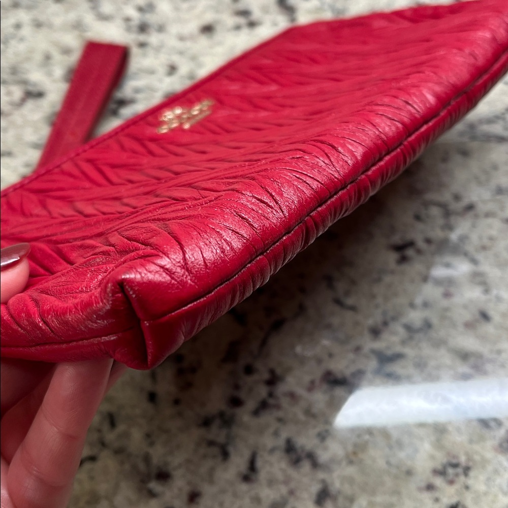Coach Collette Gathered Leather Red Clutch EUC - Picture 8 of 15